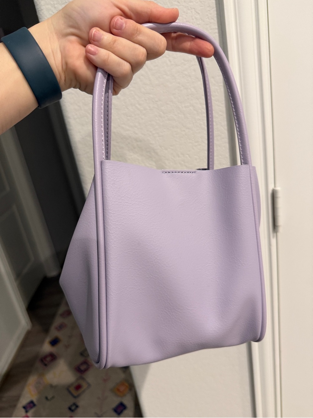 Anthropologie Sonia Mini Slouchy Tote — Lilac Vegan Leather + Pouch (NWOT)